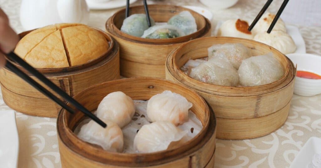 Image showing dim sum in bamboo baskets of Chinese food in Winnipeg