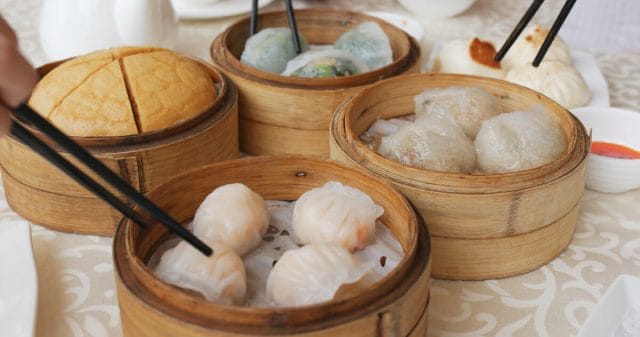 Image showing dim sum in bamboo baskets of Chinese food in Winnipeg